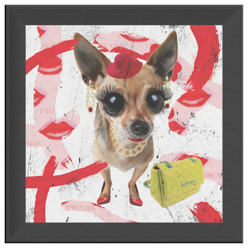 Chic Dog Printed Illusion Frame Black