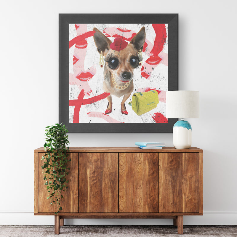 Chic Dog Printed Illusion Frame Black