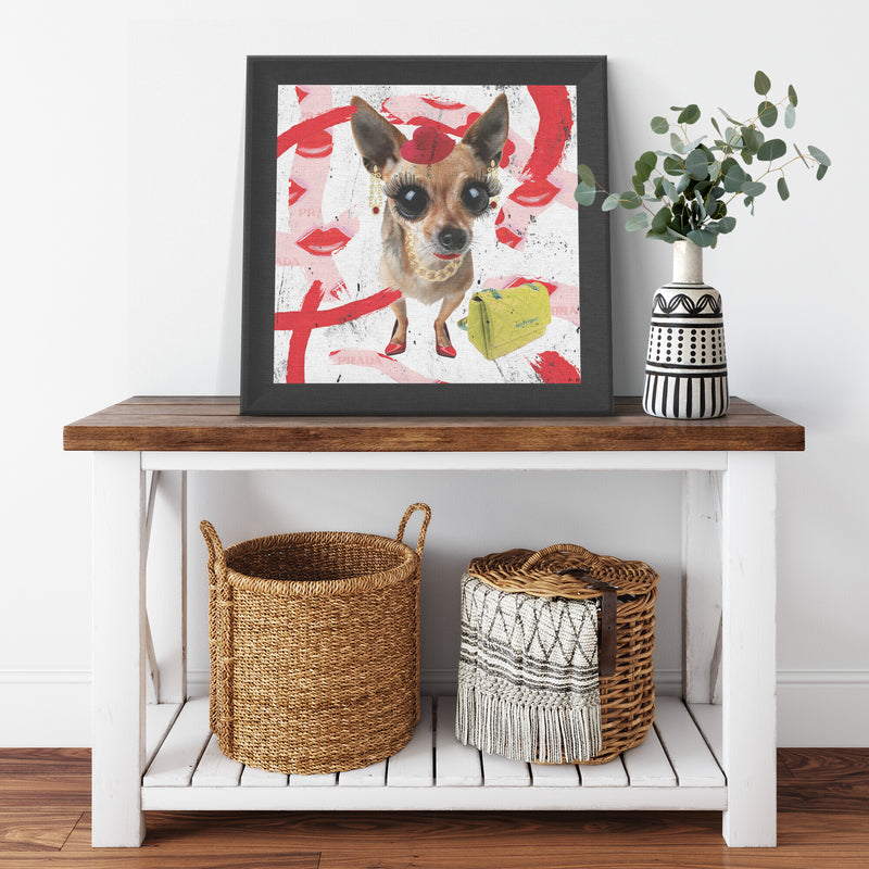 Chic Dog Printed Illusion Frame Black