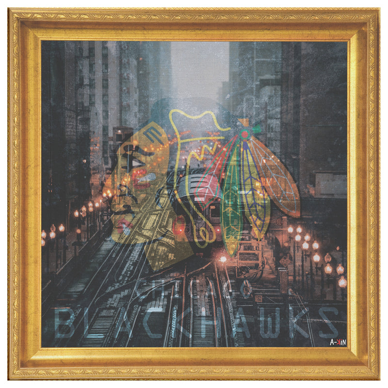 Chicago Blackhawks Printed Illusion Frame Gold