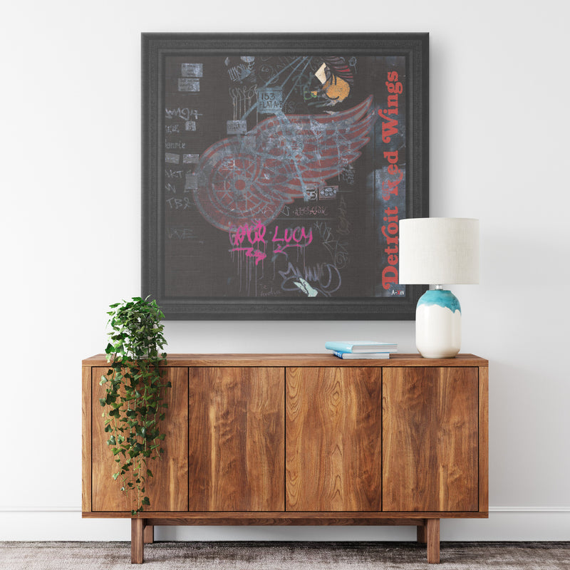 Detroit Red Wings Printed Illusion Frame Black