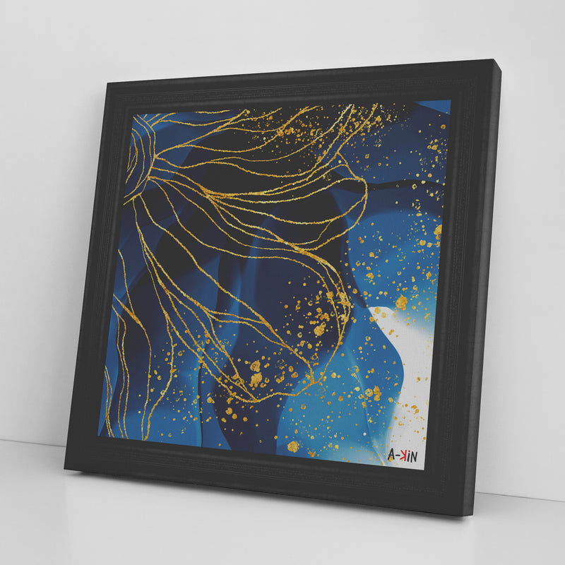 Gold Flower Printed Illusion Frame Black