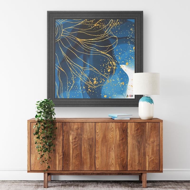 Gold Flower Printed Illusion Frame Black