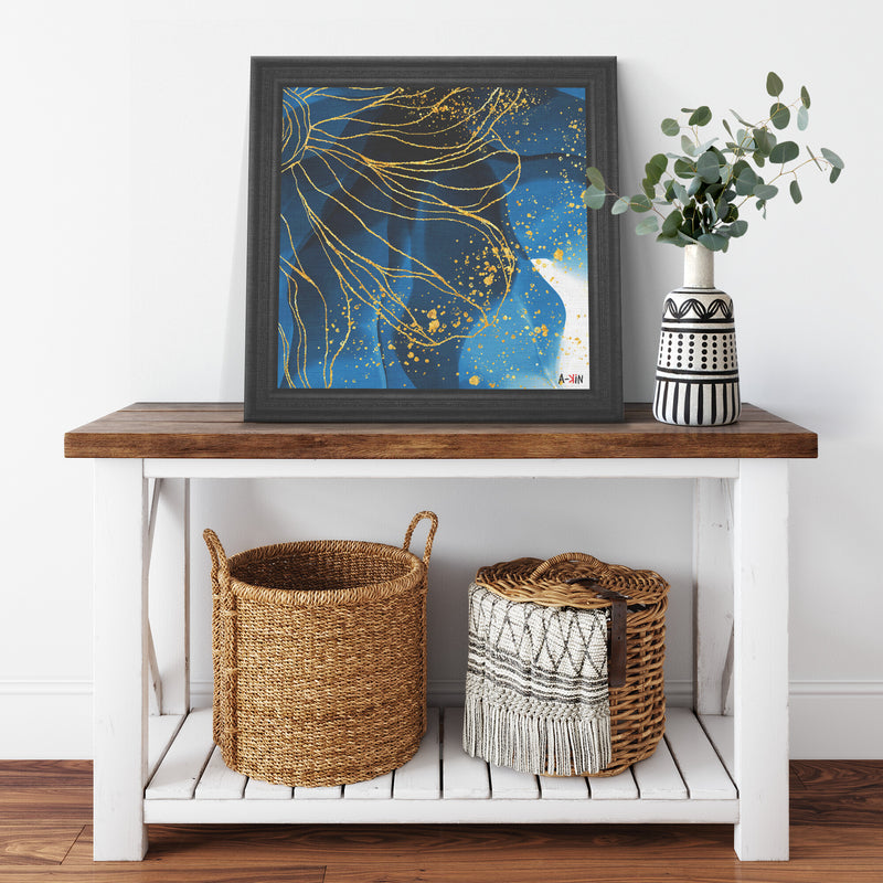 Gold Flower Printed Illusion Frame Black
