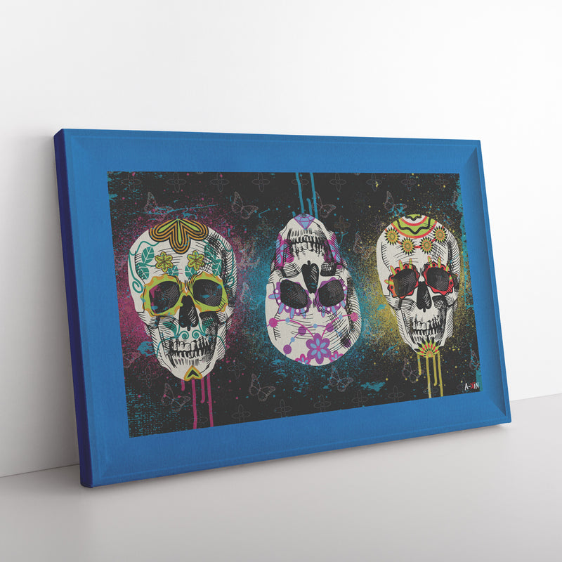 Melting Skulls Printed Illusion Frame Blue