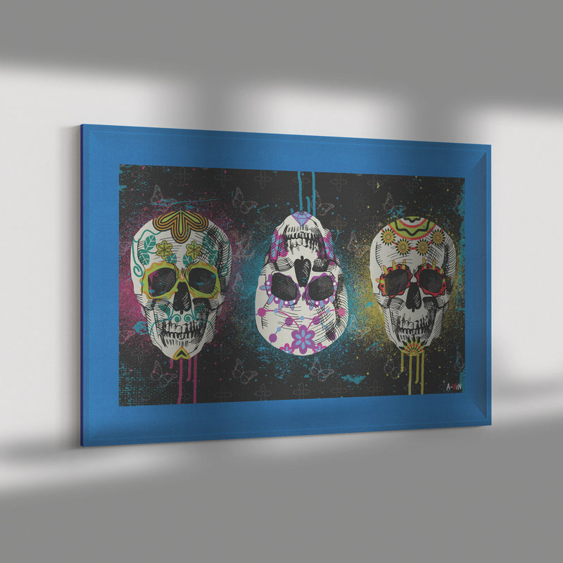Melting Skulls Printed Illusion Frame Blue