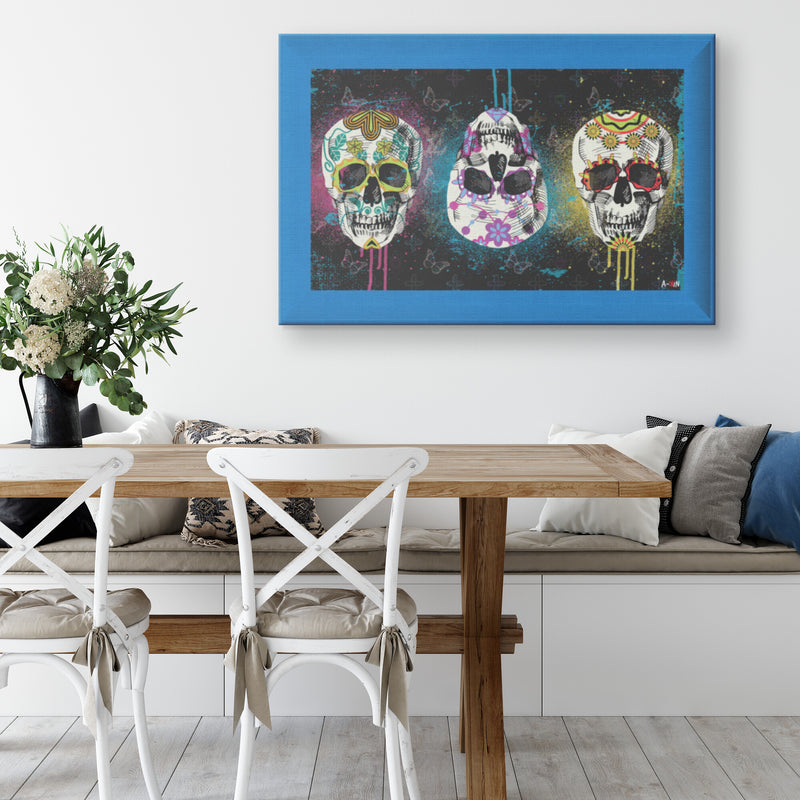Melting Skulls Printed Illusion Frame Blue