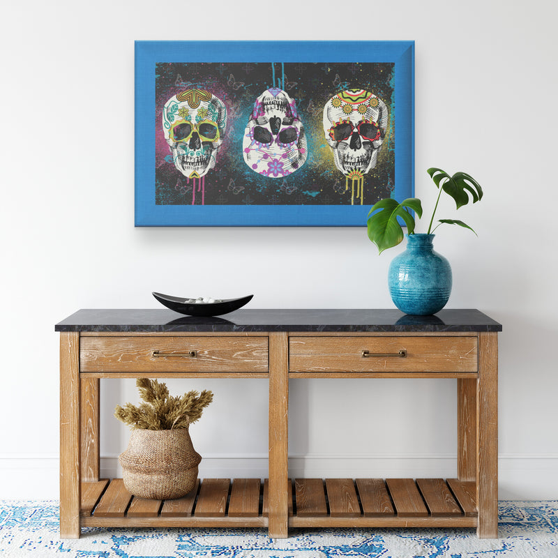 Melting Skulls Printed Illusion Frame Blue