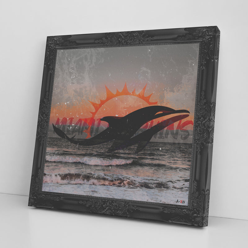 Miami Dolphins Printed Illusion Frame Black