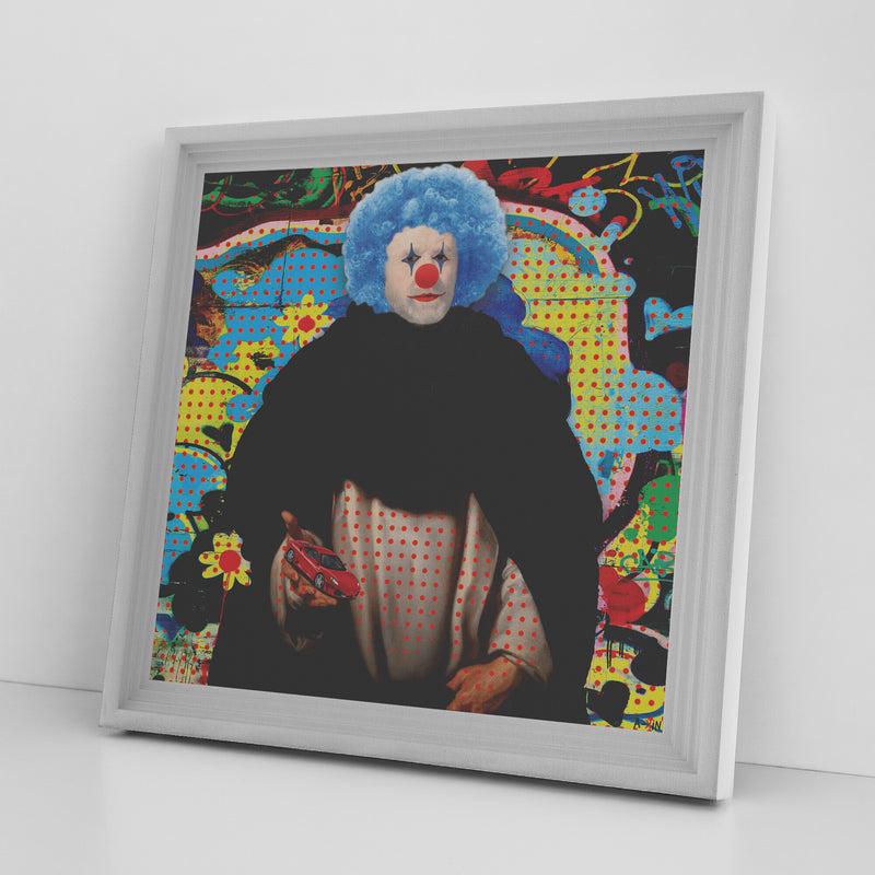 Pop Clown Printed Illusion Frame White