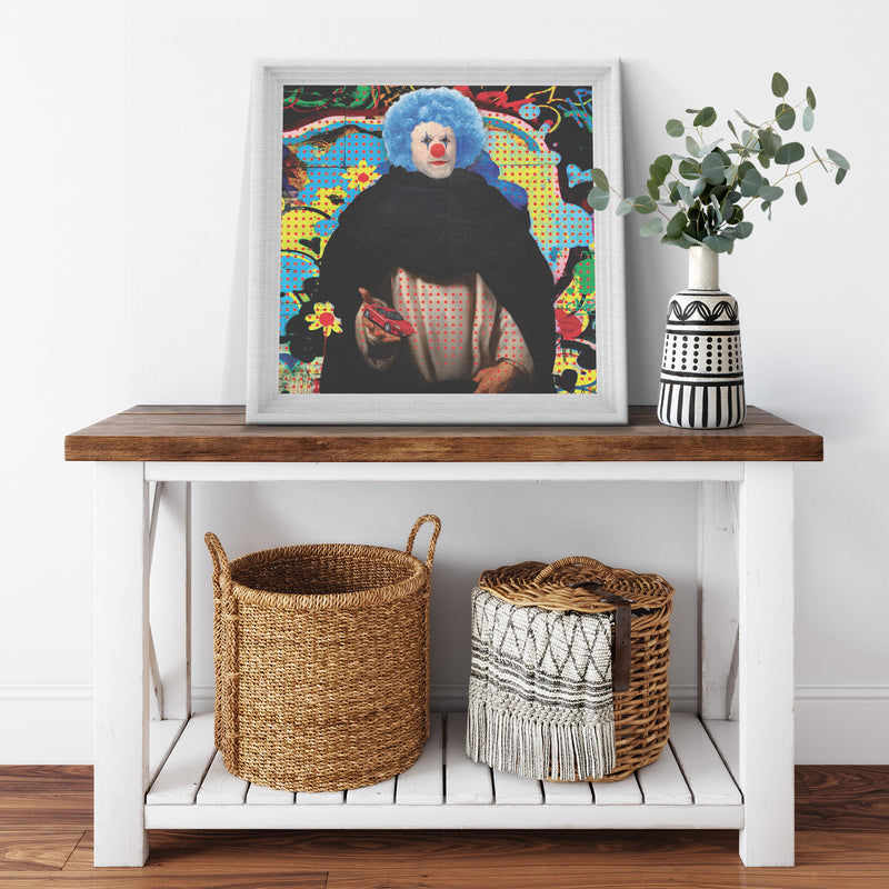 Pop Clown Printed Illusion Frame White