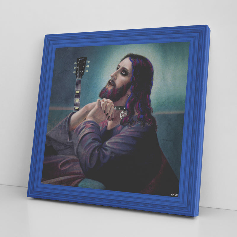 Pray For Rock Printed Illusion Frame Blue