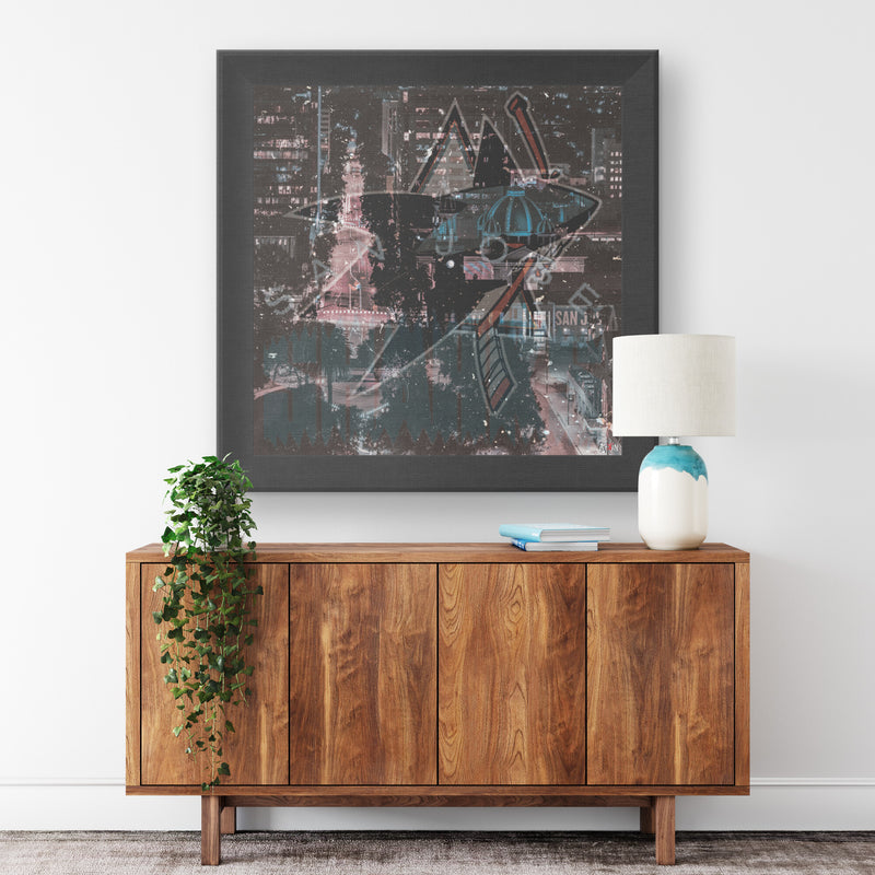 San Jose Sharks Printed Illusion Frame Black