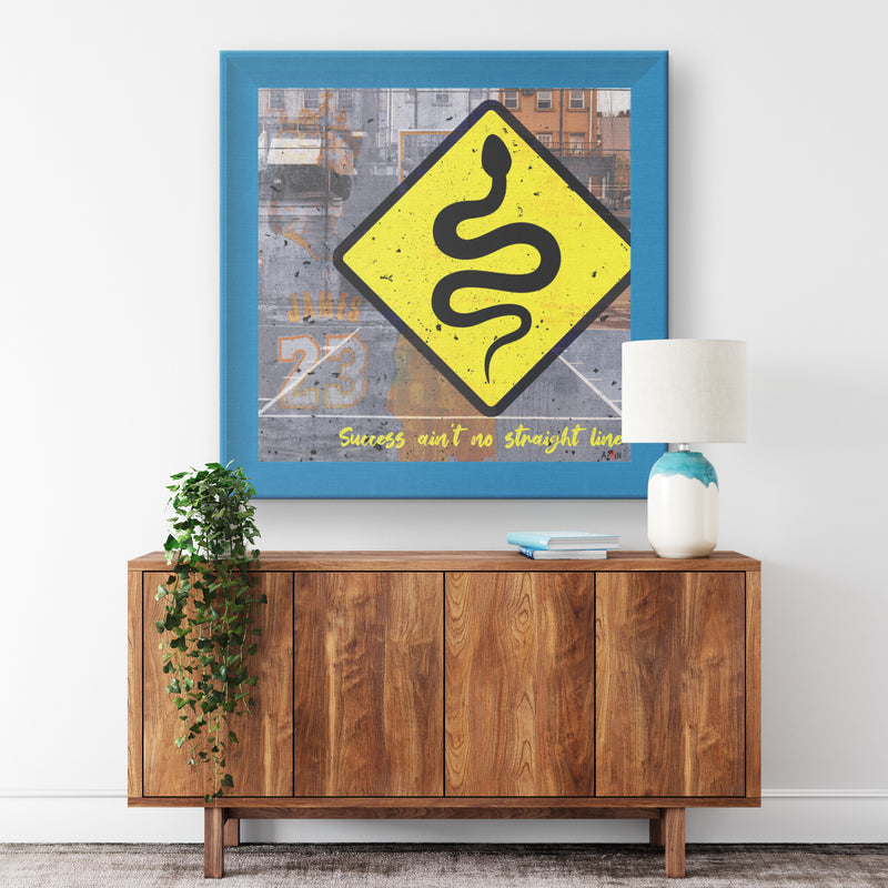 Straight Lines Printed Illusion Frame Blue