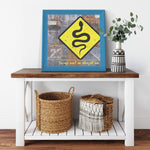 Straight Lines Printed Illusion Frame Blue
