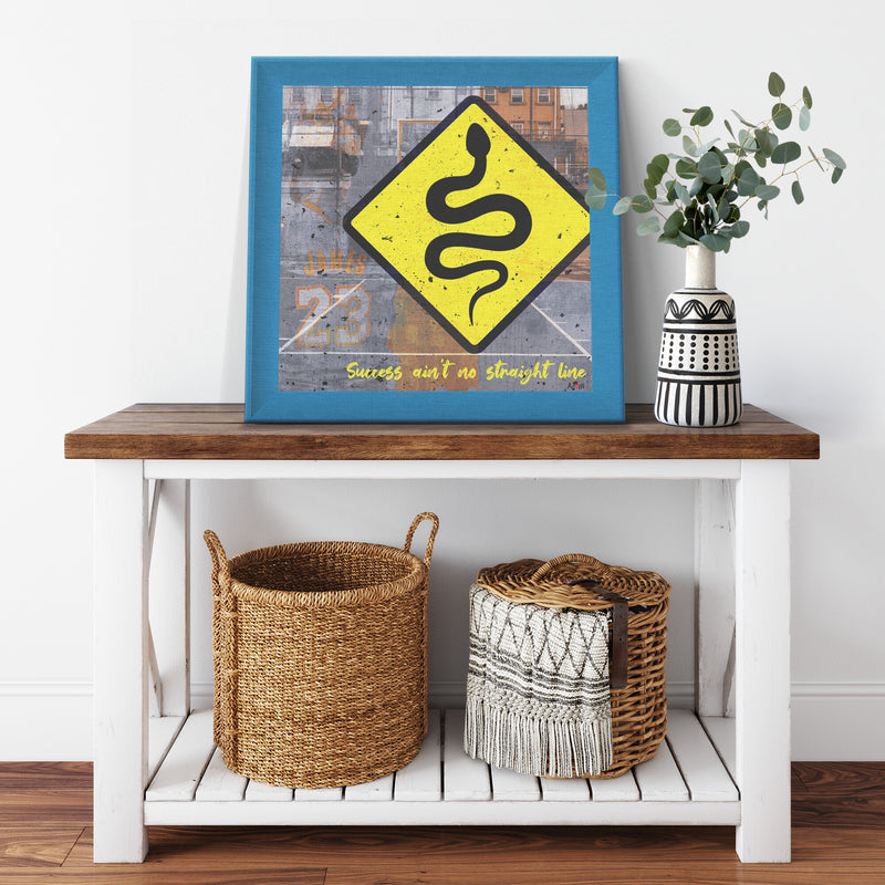 Straight Lines Printed Illusion Frame Blue
