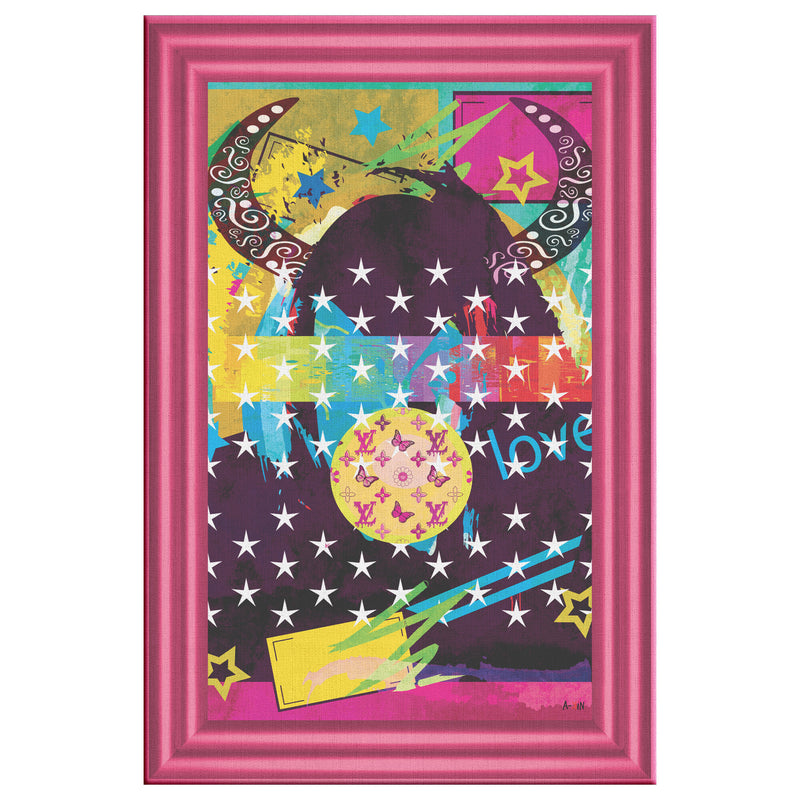 Woman In Love Devil Printed Illusion Frame Pink