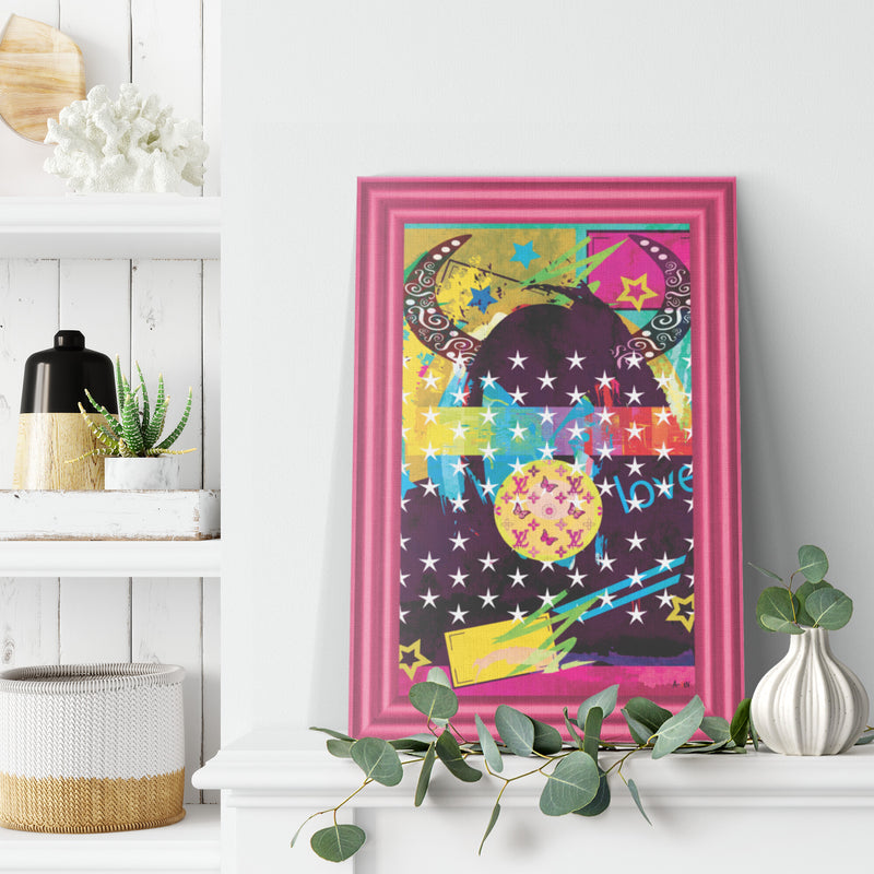 Woman In Love Devil Printed Illusion Frame Pink
