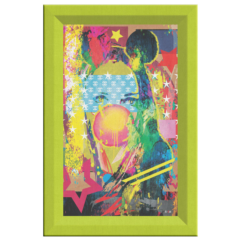 Woman In Love Mickey Printed Illusion Frame Green