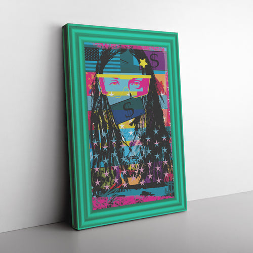 Woman In Love Money Printed Illusion Frame Green