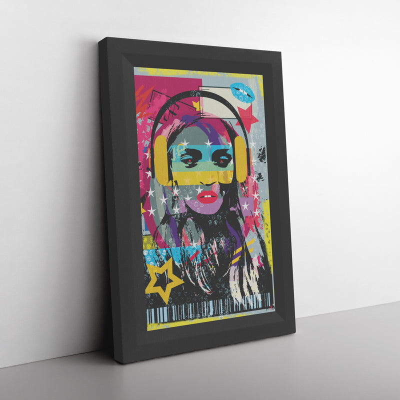 Woman In Love Music Printed Illusion Frame Black