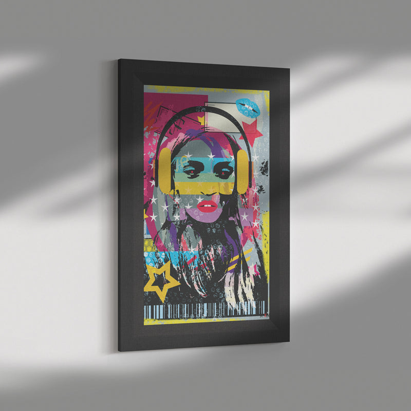 Woman In Love Music Printed Illusion Frame Black