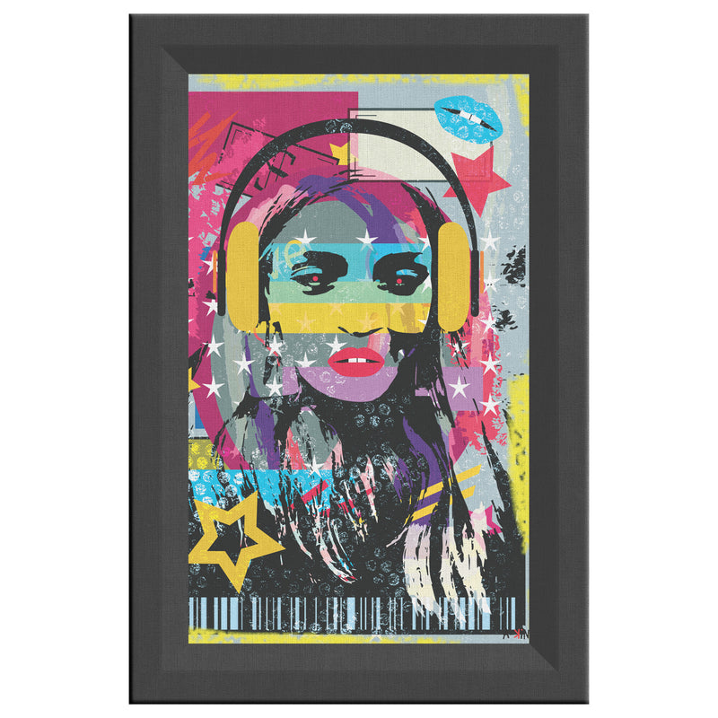 Woman In Love Music Printed Illusion Frame Black