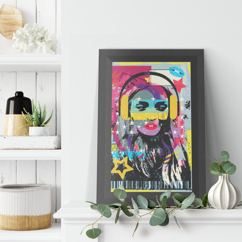 Woman In Love Music Printed Illusion Frame Black