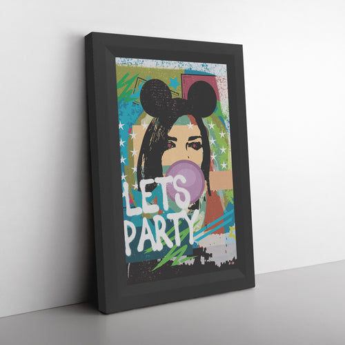 Woman In Love Party Printed Illusion Frame Black