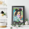 Woman In Love Party Printed Illusion Frame Black