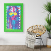 Woman In Love Pop Printed Illusion Frame Green