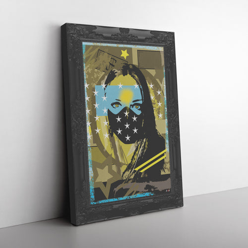 Woman In Love Stars Printed Illusion Frame Black