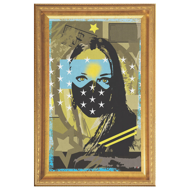 Woman In Love Stars Printed Illusion Frame Gold