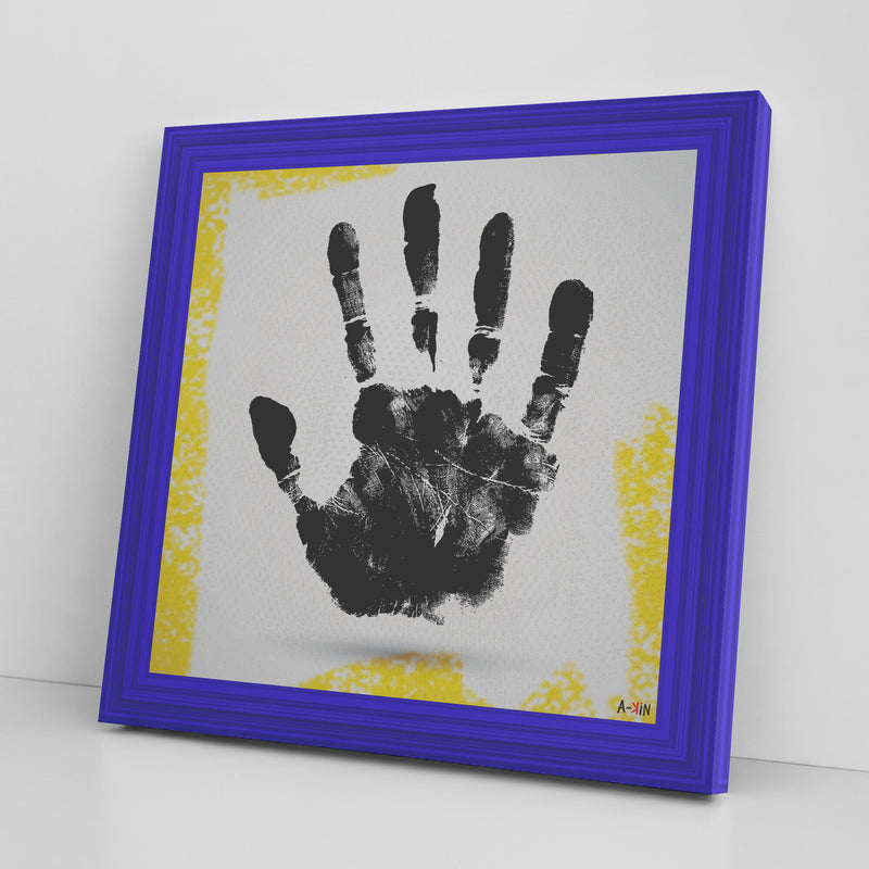 Yellow Hand Printed Illusion Frame Blue